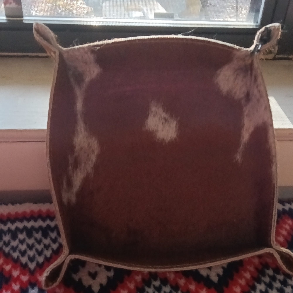 Brown And White Cowhide Tray